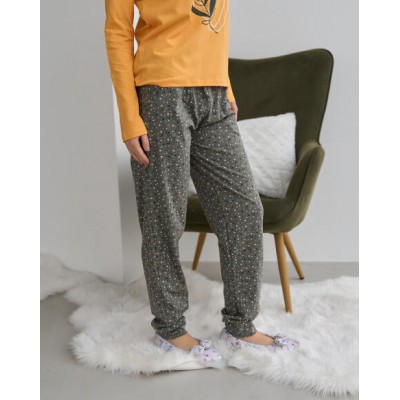 Женская пижама со штанами - минималистичный листик