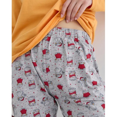 Жіночий комплект зі штанами - новорічні котики