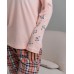Жіноча бавовняна піжама зі штанами  - Клітинка з метеликами