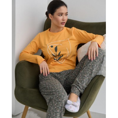 Жіноча піжама зі штанами - мінімалістичний листочок