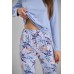 Женская пижама голубая в цветочный принт - Вискоза