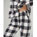 Жіноча піжама на ґудзиках зі штанами  - чорно-біла клітинка - Family look для пари