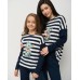 Женская пижама в полоску - Дракончик - Family look мама/дочка