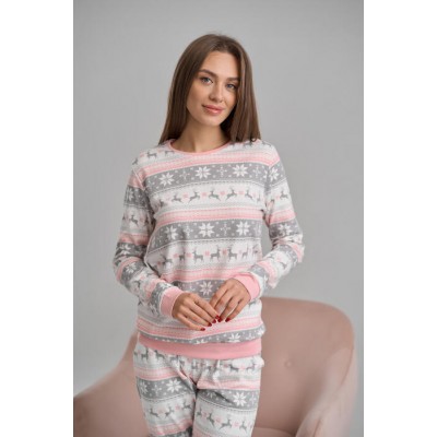 Женская пижама в мелкий принт с оленями - ИНТЕРЛОК