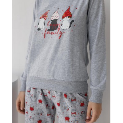 Женская пижама со штанами - новогодние котики