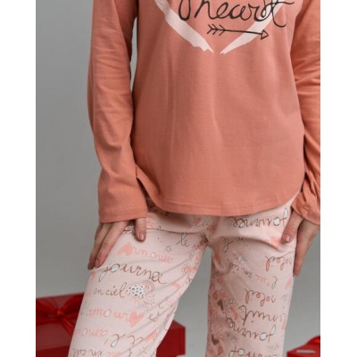 Женская хлопковая пижама Family Look - штаны в надписи