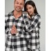 Женская пижама на пуговицах со штанами - черно-белая клетка - Family look для пары