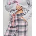 Женская хлопковая пижама на завязках - штаны в клетку
