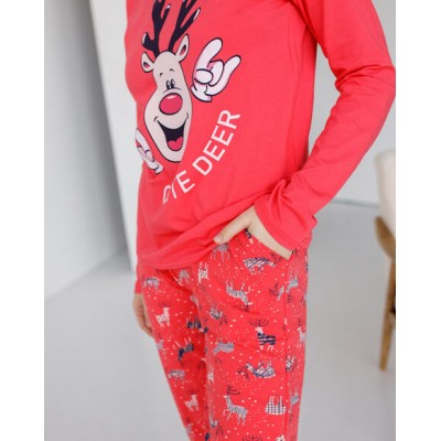 Жіноча піжама Новорічна Family look зі штанами - олень Cute Deer