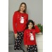 Новогодняя Женская пижама Family look со штанами - snowman 2