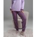 Женская пижама со штанами в клетку - лиловая с котиками