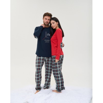 Женская пижама со штанами в клетку - Life - Family look для пары