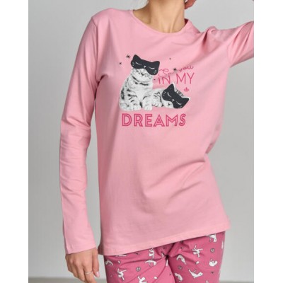 Женская пижама со штанами - Два котика
