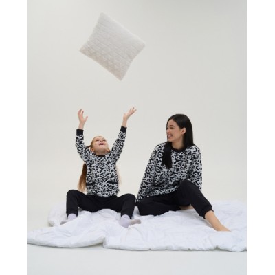 Жіноча піжама зі штанами - Байка з начосом - Панди - Family look - Мама/дочка