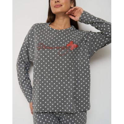Женская пижама со штанами - Бабочка - в мелкие звезды