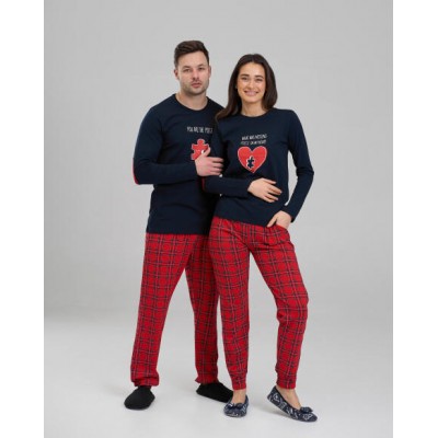 Женский комплект со штанами - Влюбленные пазлы - Family look для пары