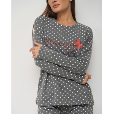 Жіноча піжама зі штанами - Метелик - у дрібні зірки