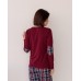 Женская пижама со штанами в клетку - бордовая