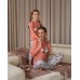 Новогодняя Женская пижама Family look мама-дочь со штанами в клетку - Лисичка и Енот