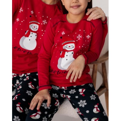 Новорічна Жіноча піжама Family look зі штанами - snowman