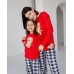 Новогодняя Женская пижама Family look со штанами в клетку - тигренок Happy Years