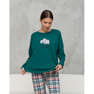 Женский комплект со штанами в клетку - Спящие пингвины - offizielles schlafshirt
