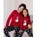 Новогодняя Женская пижама Family look со штанами - snowman