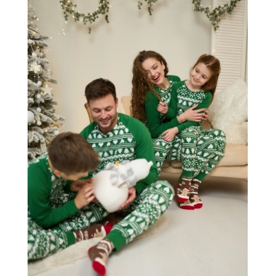 Женская пижама со штанами - Новогодний орнамент - Family look для семьи