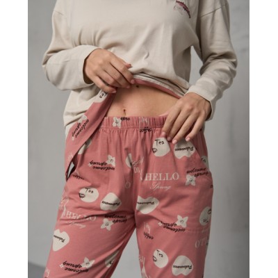 Жіноча піжама зі штанами - без манжету - Hello