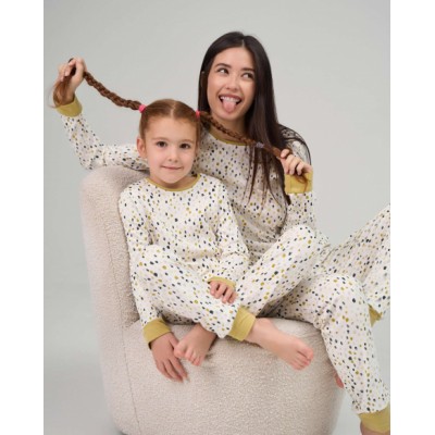Женская хлопковая пижама на завязках - Интерлок - Family look Мама/дочь