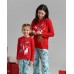 Новогодняя Женская пижама Family look со штанами в клетку - Олени