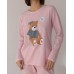 Женская полосатая пижама со штанами - мишка