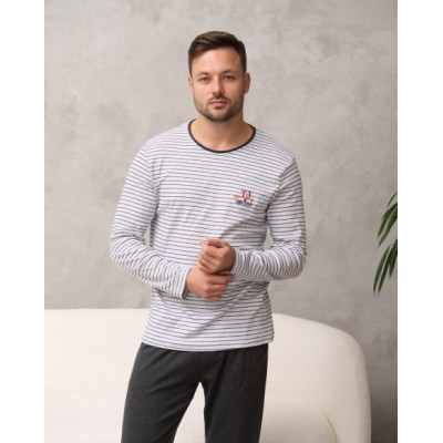 Чоловічий комплект із кофтою в смужку - Family look для пари