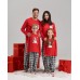Мужской комплект со штанами в клетку - Снеговик - Family look для семьи