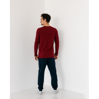 Чоловіча піжама зі штанами - бордова кофта.