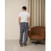 Мужские пижамные штаны Plus size - сине-серая клетка