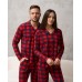 Мужская пижама на пуговицах - красная клетка - Family look для пары