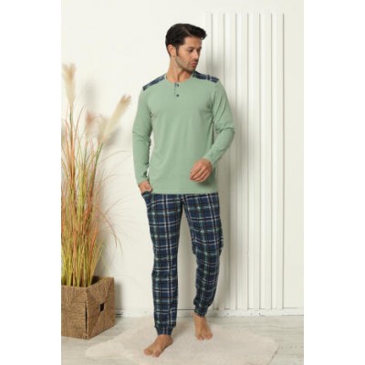 Мужская пижама со штанами в клетку - 2 цвета