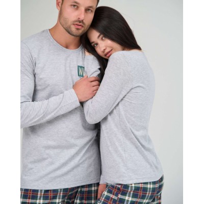 Мужской комплект со штанами в клетку - Family look для пары