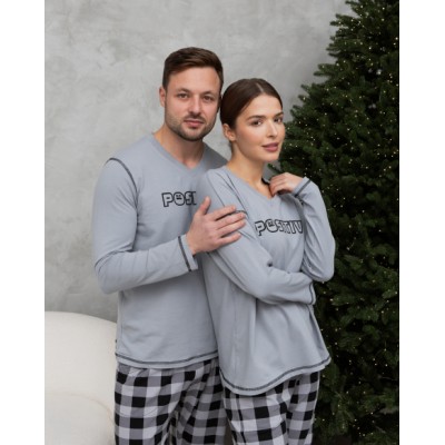 Піжама чоловіча сіра клітина - Позитив - Family look для пари